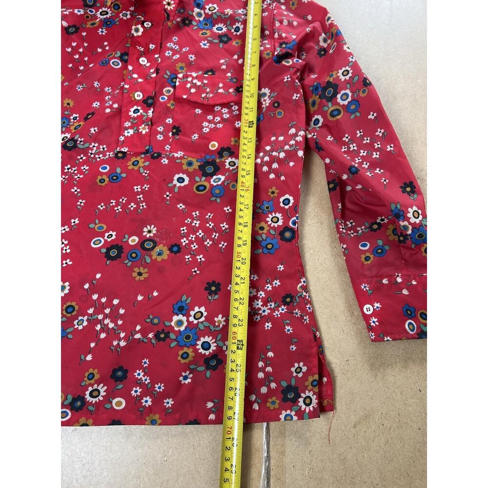 Skyr Button-Up Shirt Mens Small Red Floral Nylon Collared Vintage Long Sleeve - Picture 6 of 8